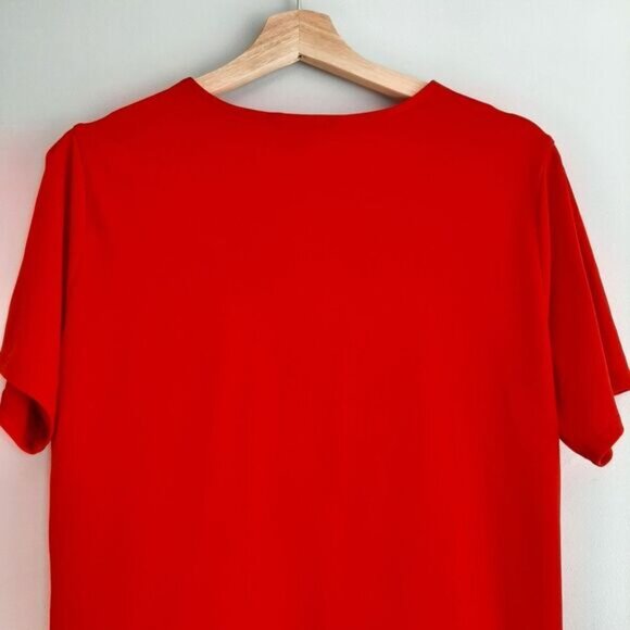 BANANA REPUBLIC Surplice Stretch Faux Wrap Blouse Top Red Sz L - Picture 8 of 11